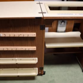Arrow oak sewing machine cabinet - setup for Husqvarna machi item