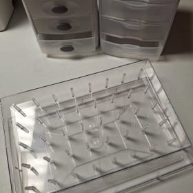 Set of 3 empty plastic containers - 1 thread holder, 2 small item