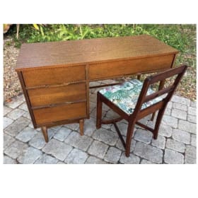 Mid-Century Modern 4 Drawer Writing Desk With Chair item