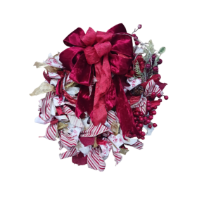Red Velvet & Candy Cane Christmas Wreath item