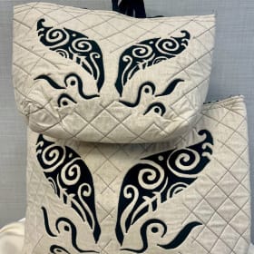 #13 - Cream & Black Matching Medium & Large Quilted Totes item