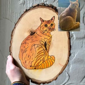 Wood Burnt Custom Pet Portrait item