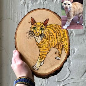 Wood Burnt Custom Pet Portrait item