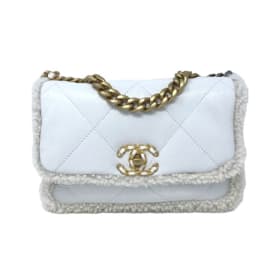 Chanel White 19 Lambskin & Shearling Shoulder Bag item