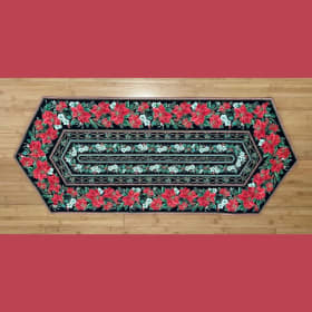 18" x 44" Poinsettia & Flowers Table Runner for the Holidays item