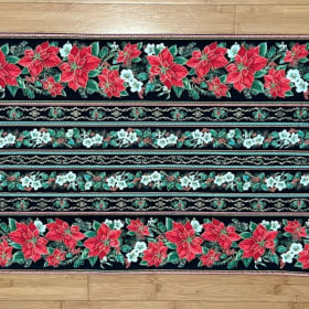 18" x 44" Poinsettia & Flowers Table Runner for the Holidays item
