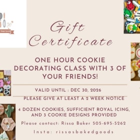 Gift Certificate for a 1 Hour Cookie Decorating Class item