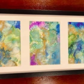 Original Alcohol Ink Triptch art piece item