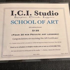 $135 gift certificate for Private Art Lessons item