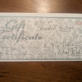 $100 Gift Certificate courtesy of Viva India item