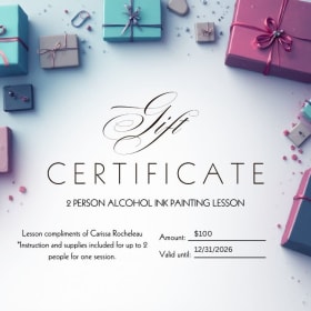 $100 Gift Certificate Alcohol Ink Art Lesson for 2 item