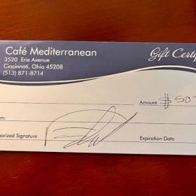 $50 Gift Certificate courtesy of Cafe Mediterranean item
