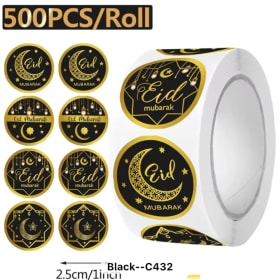 Black & Gold Eid Mubarak Sticker Roll item