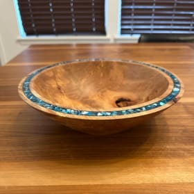 Spalted Maple Bowl with turquoise inlay item