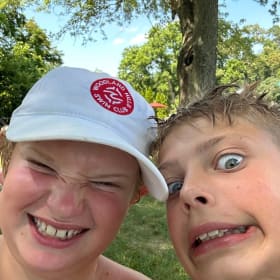 White ball cap with red logo item