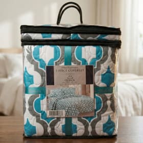 Photo of "Lexington" 3-Piece Queen Coverlet Set (Teal & Grey)