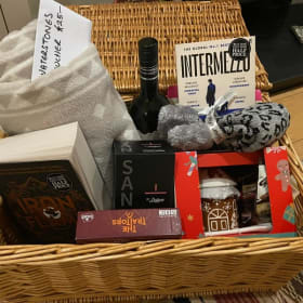 A cozy night in hamper item