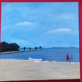 Robert Selsam – “Canoe on a Beach on the Upper Hudson River” item