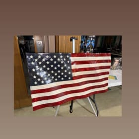 Stunning Handmade Wave Wooden American Flag by Bob Maurer item