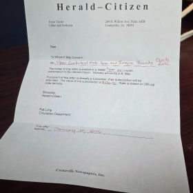 1 Year Subscription to the Herald Citizen item