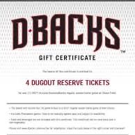 4 AZ Dbacks Dugout Reserve Tickets & Signed Archie Bradley D item