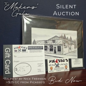 Charcoal Print of Ralph's by Nick Freeman + $25 GC item