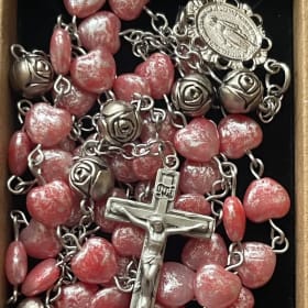 Pink Heart Czech Glass Rosary – Delicate & Joyful item