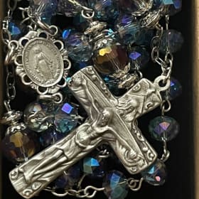 Blue AB Czech Crystal Rondelle Rosary – Radiant Beauty item