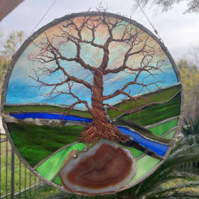 Tree of Life stained glass w/ stand item