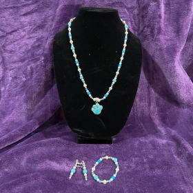 Turquoise Paw Necklace, Earrings and Bracelet item