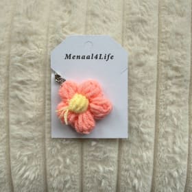 Crocheted Flower Keychain - Pink item