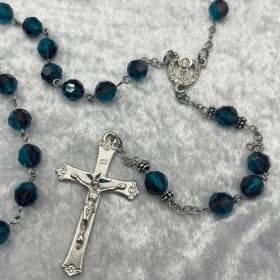 Burgundy Teal Austrian Crystal Rosary – Shifting Glow item