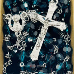 Burgundy Teal Austrian Crystal Rosary – Shifting Glow item
