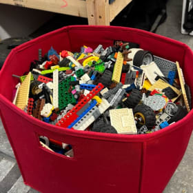 Large Red Fabric Bin of Loose Random LEGO item