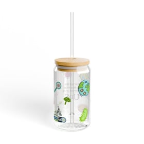 Photo : Verre en vitre "Finissant en Biologie 2026"