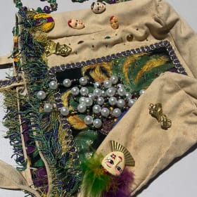 Vintage Mardi Gras Bag and Necklaces item