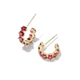 The Cailin Gold Crystal Huggie Earrings in Burgundy Crystal item