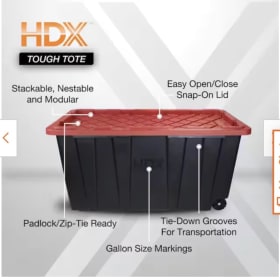 4 Pack of 6.5 Qt and 1-77Gallon HDX Totes item