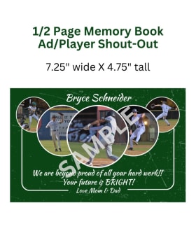 Add On: 1/2 Page Memory Book Ad/Player Shout-Out item