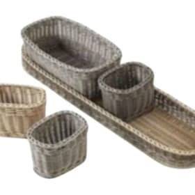 2726 5 pce set Wicker Caddy serving caddies item