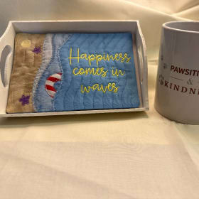 Happiness Comes in Waves "Mug Rug" item