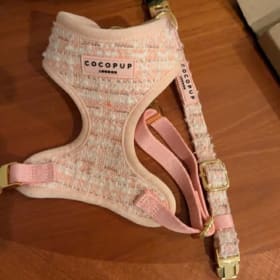 Pink harness, collar and lead set, size XXS item
