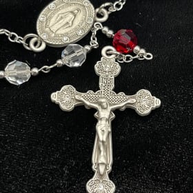 Crystal Brilliance Rosary – Clear Austrian & Siam Red item
