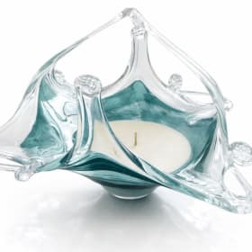 Murano Hand-blown Italian Glass Bowl Candle in ocean blue item
