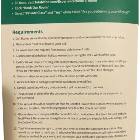 Total Wine Private Wine Class $10/person [$600 value] item