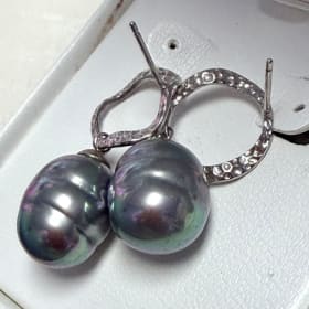 Baroque style 11mmX16mm Tahitian Blue pearl Earrings item