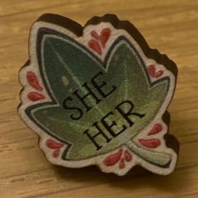 Ivy Leaf She/Her Pronoun Badge item
