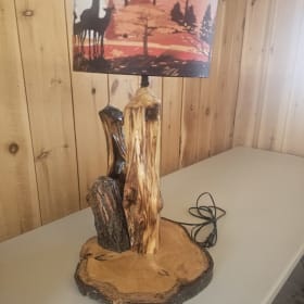 Handcrafted Woodland Table Lamp Donated by Willow Projects L item