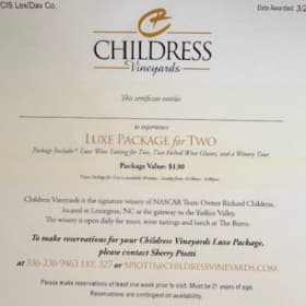 Chidress Vineyards Luxe Package for Two item