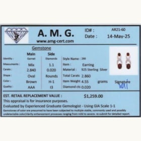 Natural Garnet & Diamond Earrings w/ $1,259 Cert App item